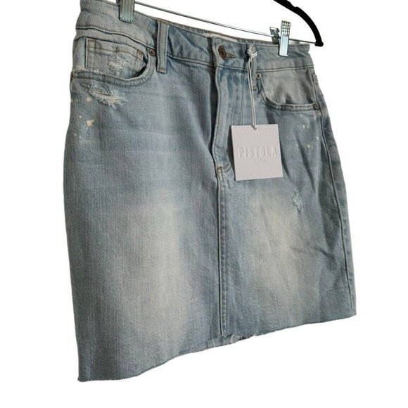 Pistola Women's Denim Jean Skirt Distressed Raw/Frayed Hem Size 27 Light Wash - Picture 5 of 8